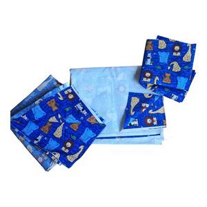 Fabric Traditions 1990s Zoo Animals Print 5 Yds New Blue Cotton Nursery Crafts